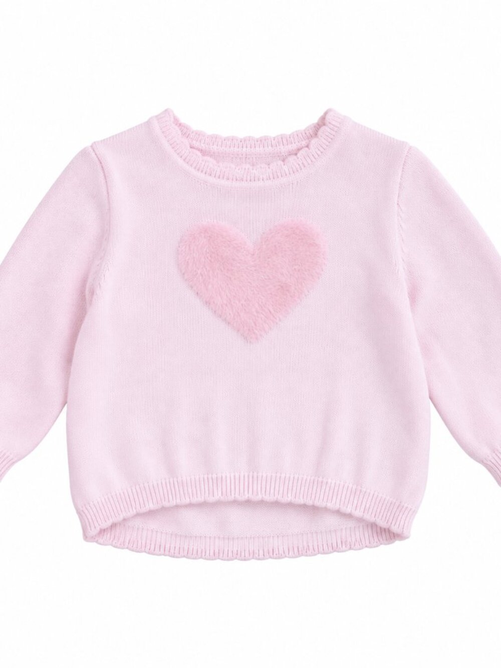 Zubels Pink Fuzzy Heart Sweater – 4T
